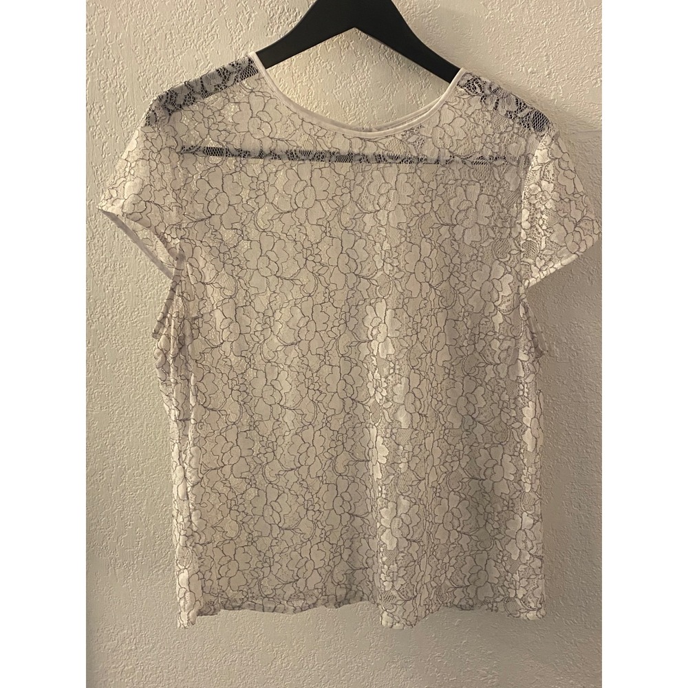 Liz Claiborne Lace Top Women XL Sheer‎ Blouse Elegant Party Cocktail Cover Up